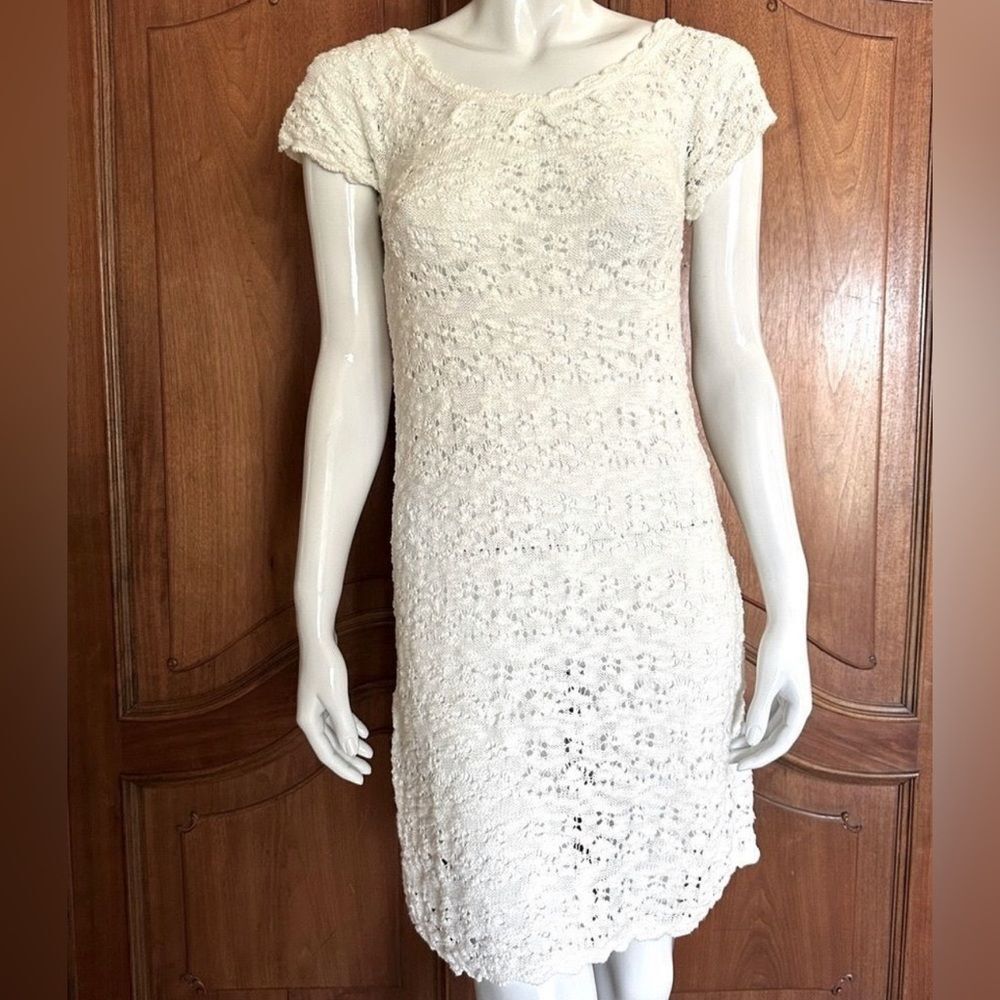 ZARA Crochet Swim Cover Up Dress Cream Boho Size S